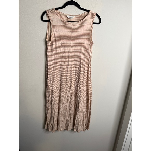 Toast Dresses & Skirts - Toast UK Striped Sleeveless Knit Tank Midi Dress Casual Everyday Scoop Neck